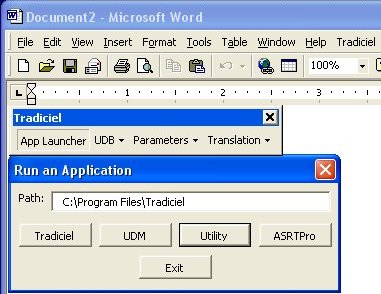 An example of Application Launcher from within MS Word